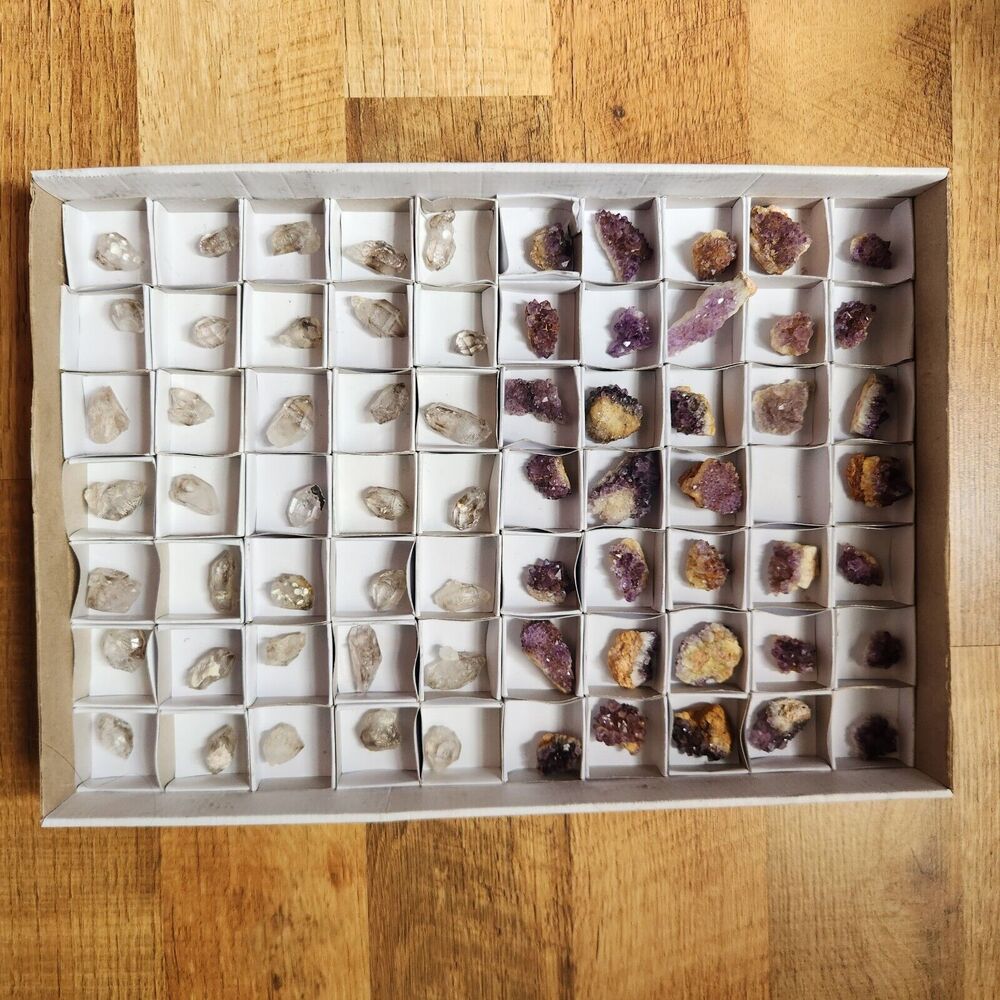 70 pcs DARK PURPLE AMETHYST and Optic SMOKY QUARTZ Lot Flat SOUTH AFRICA Zambia